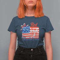 Red White and Blueberries T Shirt For Women Patriotic Vintage American Flag Coquette Bow - Wonder Print Shop