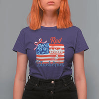 Red White and Blueberries T Shirt For Women Patriotic Vintage American Flag Coquette Bow - Wonder Print Shop