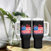 Red White and Blueberries Tumbler With Handle Patriotic Vintage American Flag Coquette Bow - Wonder Print Shop
