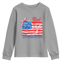 Red White and Blueberries Youth Sweatshirt Patriotic Vintage American Flag Coquette Bow - Wonder Print Shop