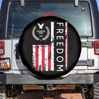 Freedom Charlie Kirk Tribute Spare Tire Cover Patriotic Legacy Eagle Distressed American Flag - Wonder Print Shop