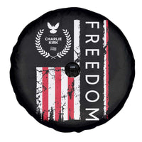 Freedom Charlie Kirk Tribute Spare Tire Cover Patriotic Legacy Eagle Distressed American Flag - Wonder Print Shop