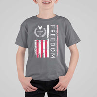 Freedom Charlie Kirk Tribute T Shirt For Kid Patriotic Legacy Eagle Distressed American Flag - Wonder Print Shop
