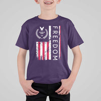Freedom Charlie Kirk Tribute T Shirt For Kid Patriotic Legacy Eagle Distressed American Flag - Wonder Print Shop