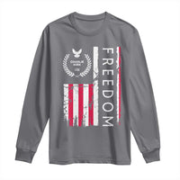 Freedom Charlie Kirk Tribute Long Sleeve Shirt Patriotic Legacy Eagle Distressed American Flag - Wonder Print Shop