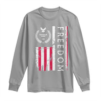 Freedom Charlie Kirk Tribute Long Sleeve Shirt Patriotic Legacy Eagle Distressed American Flag - Wonder Print Shop