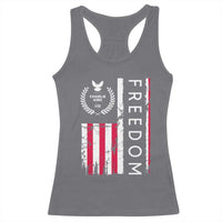 Freedom Charlie Kirk Tribute Racerback Tank Top Patriotic Legacy Eagle Distressed American Flag - Wonder Print Shop
