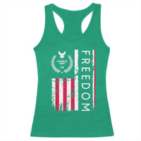 Freedom Charlie Kirk Tribute Racerback Tank Top Patriotic Legacy Eagle Distressed American Flag - Wonder Print Shop
