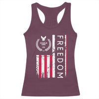 Freedom Charlie Kirk Tribute Racerback Tank Top Patriotic Legacy Eagle Distressed American Flag - Wonder Print Shop