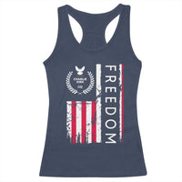 Freedom Charlie Kirk Tribute Racerback Tank Top Patriotic Legacy Eagle Distressed American Flag - Wonder Print Shop