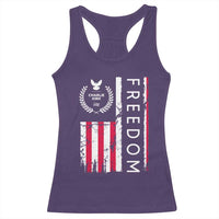 Freedom Charlie Kirk Tribute Racerback Tank Top Patriotic Legacy Eagle Distressed American Flag - Wonder Print Shop