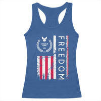 Freedom Charlie Kirk Tribute Racerback Tank Top Patriotic Legacy Eagle Distressed American Flag - Wonder Print Shop