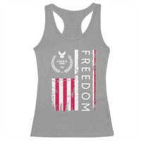 Freedom Charlie Kirk Tribute Racerback Tank Top Patriotic Legacy Eagle Distressed American Flag - Wonder Print Shop