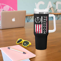 Freedom Charlie Kirk Tribute Tumbler With Handle Patriotic Legacy Eagle Distressed American Flag - Wonder Print Shop