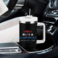 Red White and Blueberries Tumbler With Handle Charlie Kirk 1993 2025 Patriotic Memorial - Wonder Print Shop