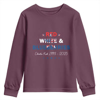 Red White and Blueberries Youth Sweatshirt Charlie Kirk 1993 2025 Patriotic Memorial - Wonder Print Shop