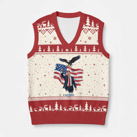 Charlie Kirk Tribute V-Neck Knit Sweater Vest A True Patriot American Flag Patriotic Eagle - Wonder Print Shop