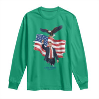 Charlie Kirk Tribute Long Sleeve Shirt A True Patriot American Flag Patriotic Eagle - Wonder Print Shop