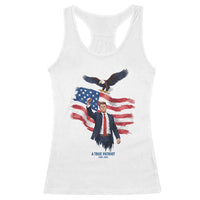Charlie Kirk Tribute Racerback Tank Top A True Patriot American Flag Patriotic Eagle - Wonder Print Shop