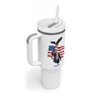 Charlie Kirk Tribute Tumbler With Handle A True Patriot American Flag Patriotic Eagle - Wonder Print Shop