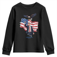 Charlie Kirk Tribute Youth Sweatshirt A True Patriot American Flag Patriotic Eagle - Wonder Print Shop