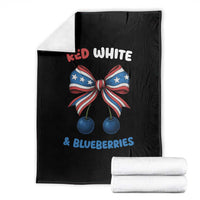 Red White and Blueberries Throw Blanket Retro Coquette Bow Vintage American Flag - Wonder Print Shop