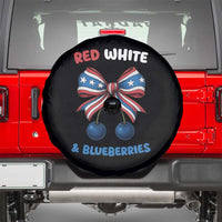 Red White and Blueberries Spare Tire Cover Retro Coquette Bow Vintage American Flag - Wonder Print Shop