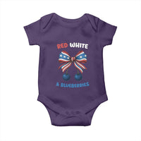 Red White and Blueberries Baby Onesie Retro Coquette Bow Vintage American Flag - Wonder Print Shop