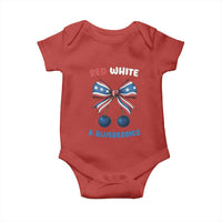 Red White and Blueberries Baby Onesie Retro Coquette Bow Vintage American Flag - Wonder Print Shop