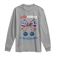 Red White and Blueberries Long Sleeve Shirt Retro Coquette Bow Vintage American Flag - Wonder Print Shop