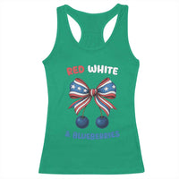 Red White and Blueberries Racerback Tank Top Retro Coquette Bow Vintage American Flag - Wonder Print Shop