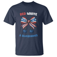Red White and Blueberries T Shirt Retro Coquette Bow Vintage American Flag - Wonder Print Shop