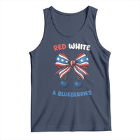 Red White and Blueberries Tank Top Retro Coquette Bow Vintage American Flag - Wonder Print Shop