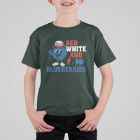 Red White and Blueberries T Shirt For Kid Patriotic Fruit Cartoon Graphic - Wonder Print Shop