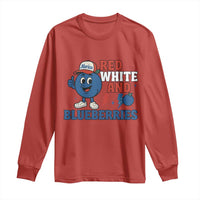 Red White and Blueberries Long Sleeve Shirt Patriotic Fruit Cartoon Graphic - Wonder Print Shop