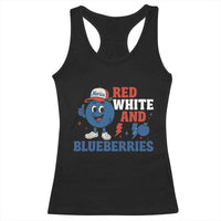 Red White and Blueberries Racerback Tank Top Patriotic Fruit Cartoon Graphic - Wonder Print Shop