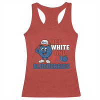 Red White and Blueberries Racerback Tank Top Patriotic Fruit Cartoon Graphic - Wonder Print Shop