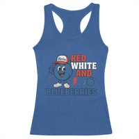 Red White and Blueberries Racerback Tank Top Patriotic Fruit Cartoon Graphic - Wonder Print Shop