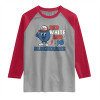 Red White and Blueberries Raglan Shirt Patriotic Fruit Cartoon Graphic - Wonder Print Shop