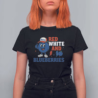 Red White and Blueberries T Shirt For Women Patriotic Fruit Cartoon Graphic - Wonder Print Shop