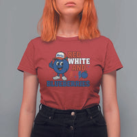 Red White and Blueberries T Shirt For Women Patriotic Fruit Cartoon Graphic - Wonder Print Shop