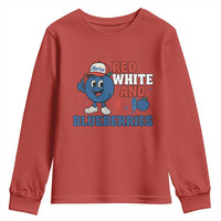 Red White and Blueberries Youth Sweatshirt Patriotic Fruit Cartoon Graphic - Wonder Print Shop