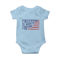 Freedom Is Worth Fighting For Baby Onesie USA Flag America True Patriot - Wonder Print Shop