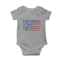Freedom Is Worth Fighting For Baby Onesie USA Flag America True Patriot - Wonder Print Shop