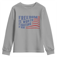 Freedom Is Worth Fighting For Youth Sweatshirt USA Flag America True Patriot - Wonder Print Shop