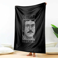 Chit Happens Meme Throw Blanket Funny Weird Guy Meme Unhinged Humor Energy - Wonder Print Shop