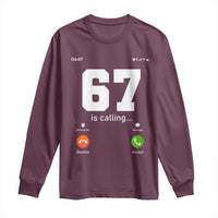 67 Is Calling Meme Long Sleeve Shirt Funny Six Seven Phone Call Screen - Wonder Print Shop