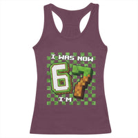 I Was 6 Now I'm 7 Birthday Meme Racerback Tank Top Pixel Style 67 Gamer Six Seven Joke - Wonder Print Shop