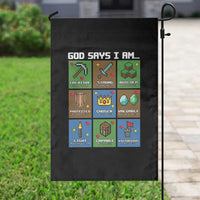 God Says I Am Pixel Art Graphic Garden Flag Christian Affirmation Gamer Bible Verses - Wonder Print Shop