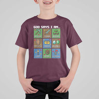 God Says I Am Pixel Art Graphic T Shirt For Kid Christian Affirmation Gamer Bible Verses - Wonder Print Shop